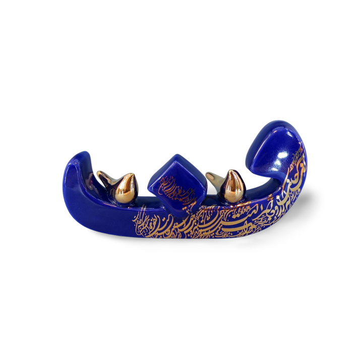 Dekorativer persischer Keramikbuchstabe F oder V (Fe), blau, Kalligraphie, handgefertigt